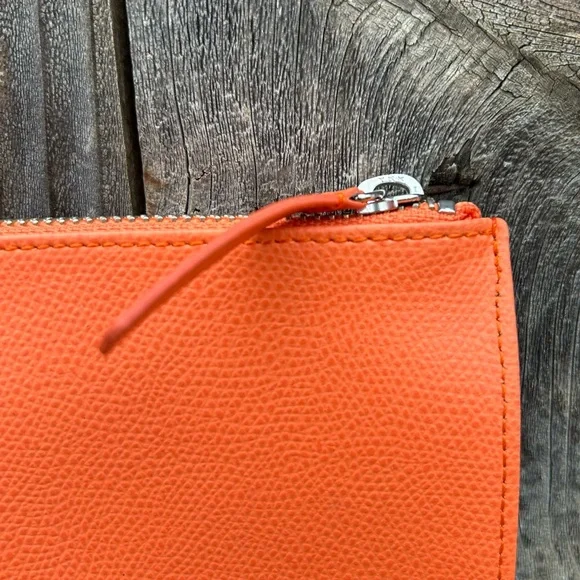 Everlane The Leather Zip Pouch Clutch Orange - Picture 10 of 15